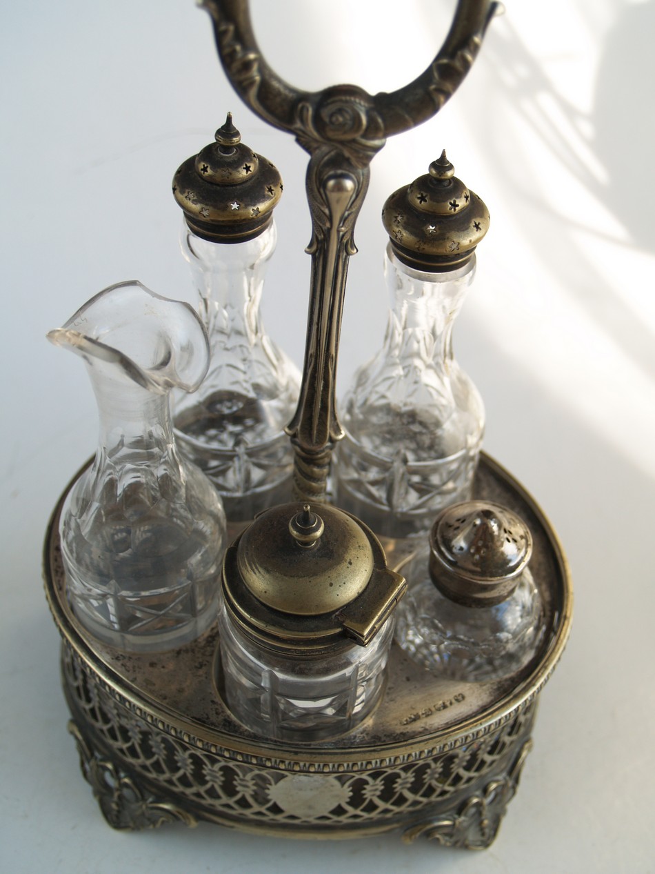 Versilbert Gewürzbehälter Menage Kristall