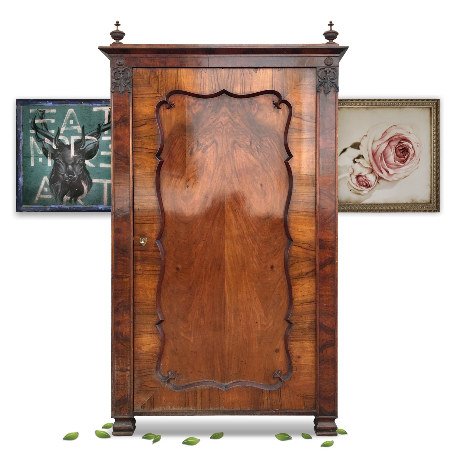 Schrank Kleiderschrank Biedermeier Nussholz Original Brezelschrank antik Schrank Kleiderschrank Biedermeier Nussholz Original Brezelschrank antik