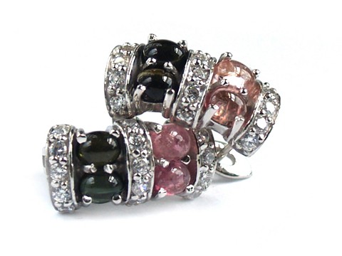 925 Silber Ohrstecker Turmalin 14k Weißgold