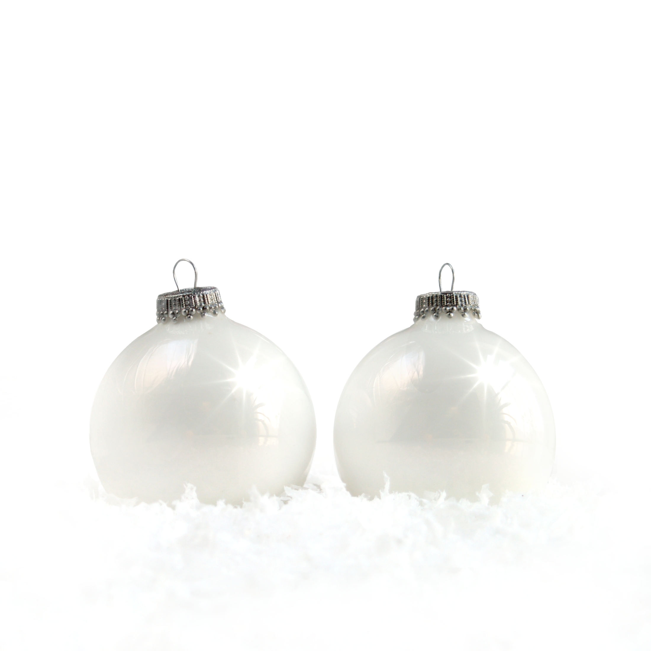 Christbaumkugel Perlmutt-Glanz Kugel Glas weiß irisierend Christbaumkugel Perlmutt-Glanz Kugel Glas weiß irisierend