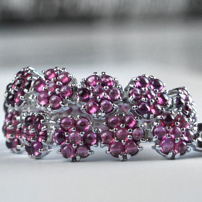 Armband Silber 925 Damenarmband fuchsia Rhodolith Rhodolith Armband 14k Weißgold