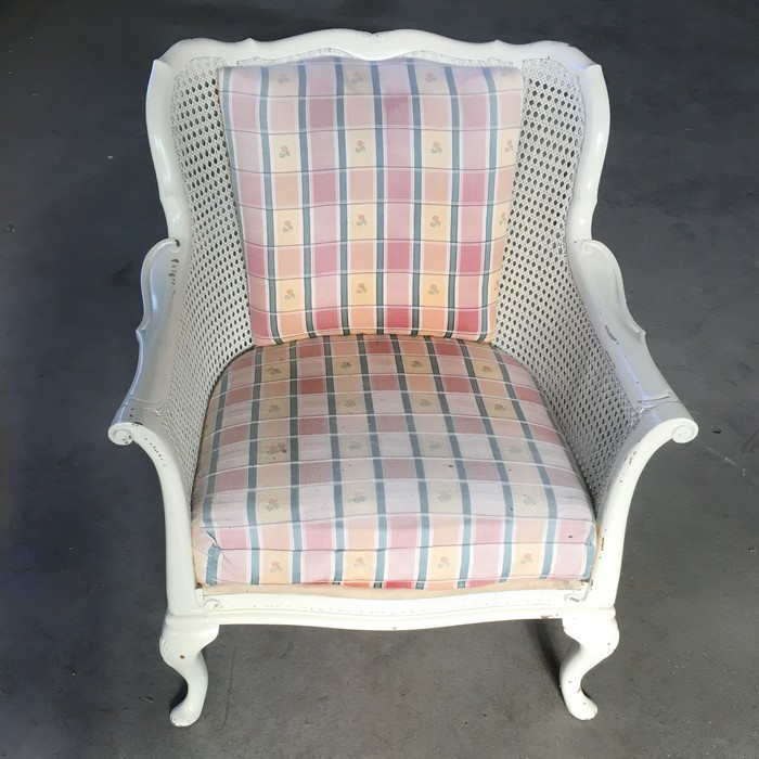 Antiker Stuhl Wiener Geflecht weiß Viktorianisch