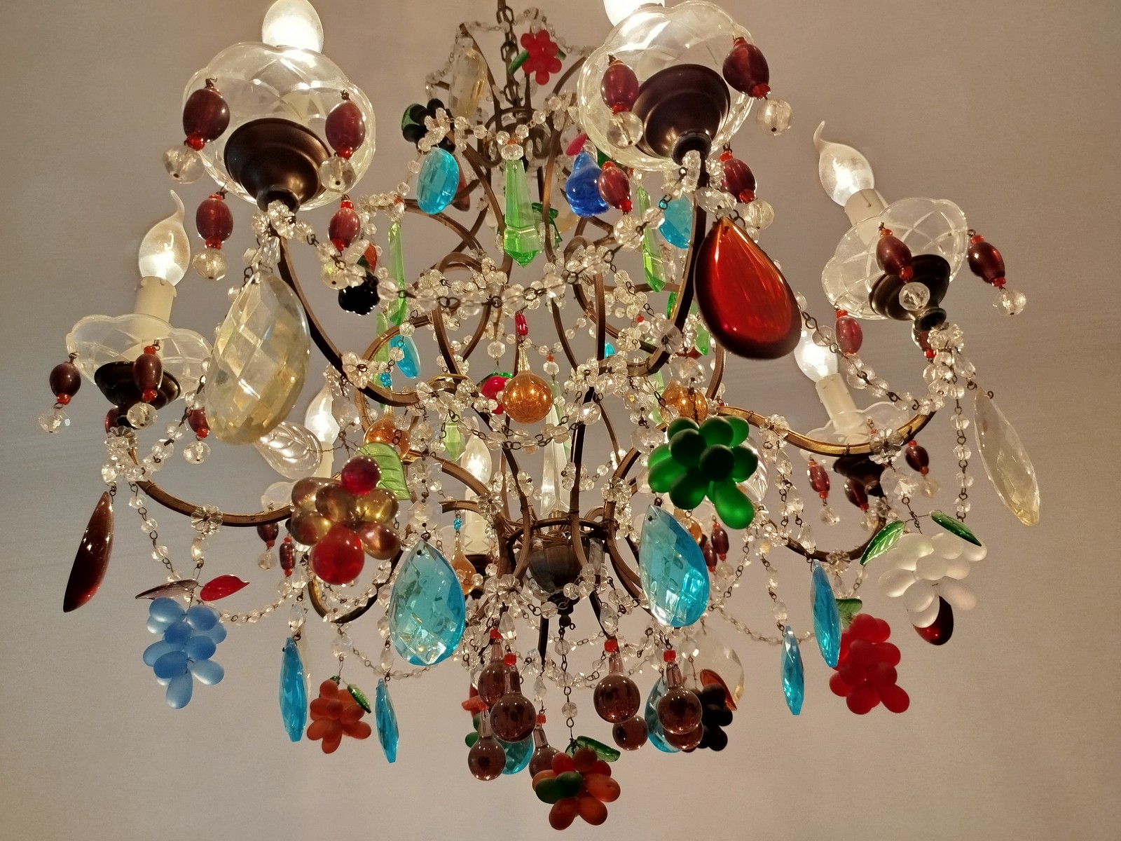 Venzianischer Kronleuchter 8-flammig Muranoglas Behang antik Venzianischer Kronleuchter 8-flammig Muranoglas Behang antik