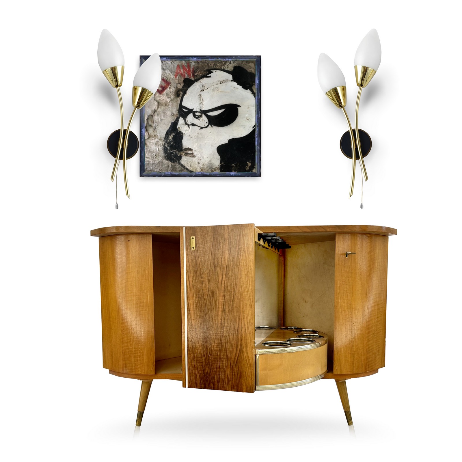 Vintage Barschrank Eckkommode Drehbar 60er-Jahre Retro Bar