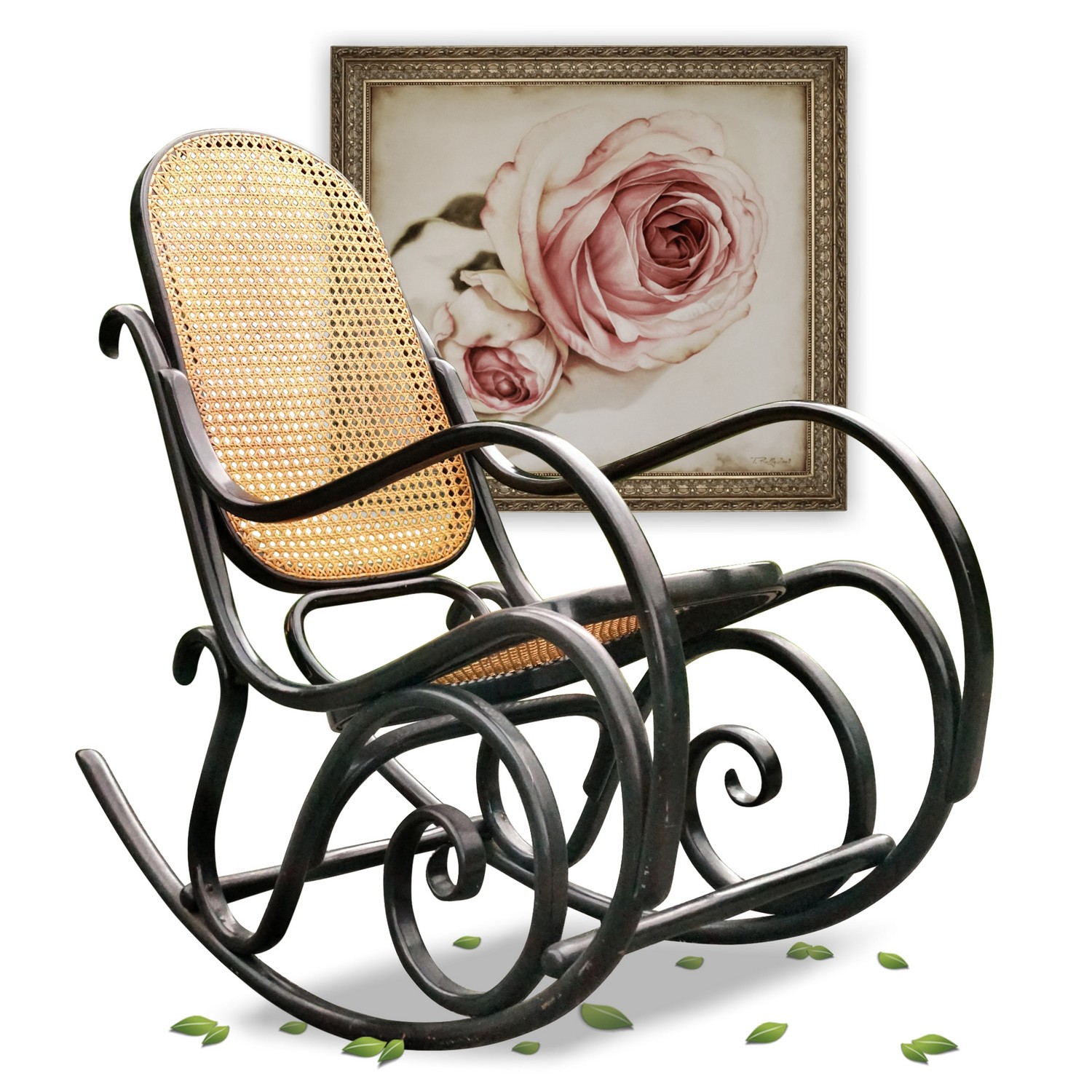 Thonet Schaukelstuhl schwarz Bugholz Schaukelsessel Original