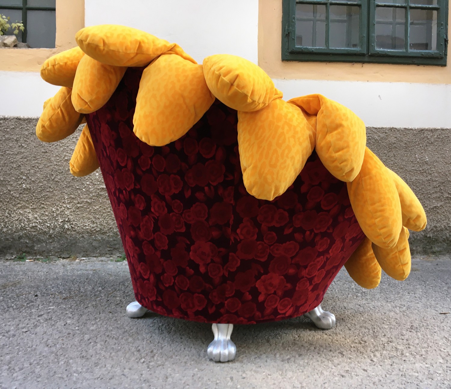 BRETZ SUNNY Sessel Stuhl POOL Rosenstoff Tatzenbeine Sonnenblume