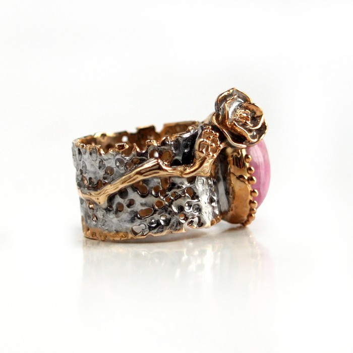 Ring Silber 925 Rose Rubin Rotgold