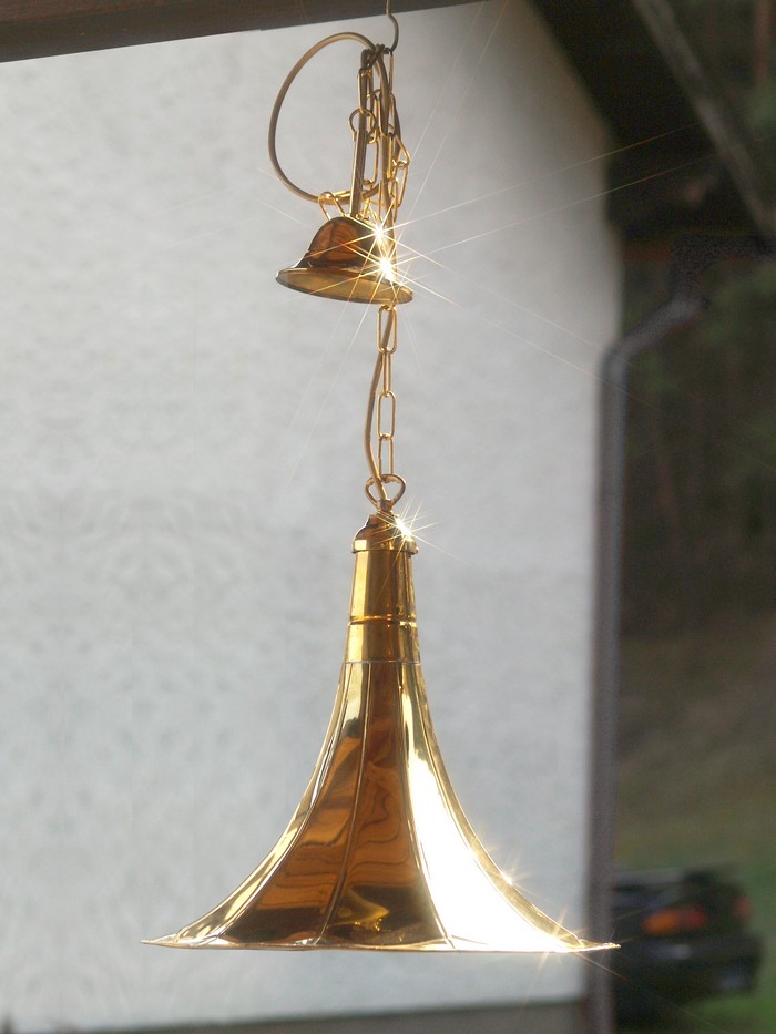 Trompete Grammophon Lampe Messing gold