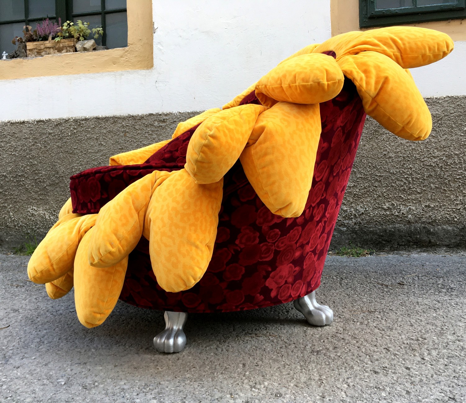 BRETZ SUNNY Sessel Stuhl POOL Rosenstoff Tatzenbeine Sonnenblume