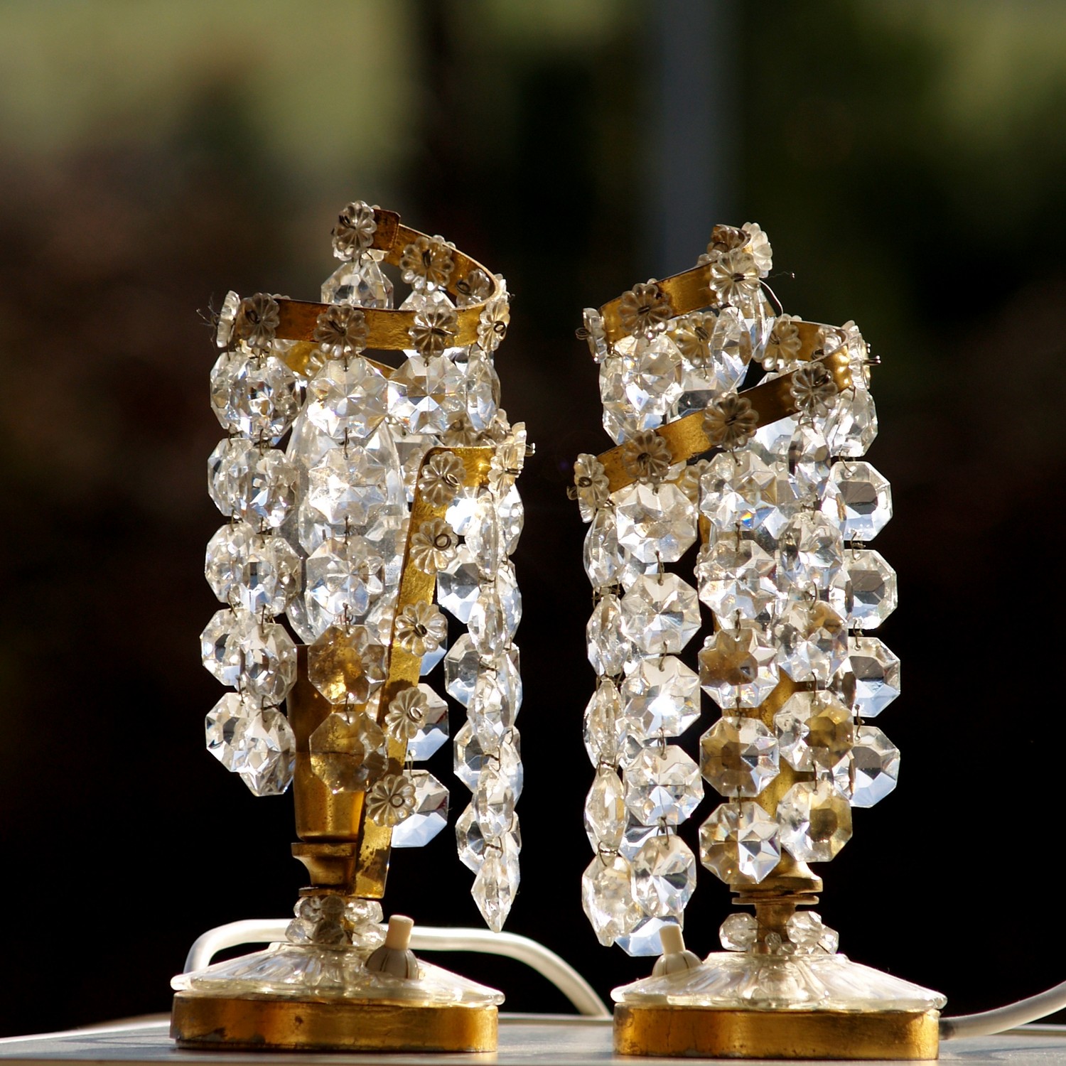 Tischlampen Vintage Messing Glaskristalle Original Midentury Tischlampen Vintage Kristall Messing Original