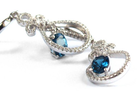 Ohrstecker 925 Silber Blautopas natürlich und Zirkonen handgefertigt Ohrringe Ohrring Ohrstecker 925 Silber Zirkon Schmuck Blautopas handgefertigter Schmuck