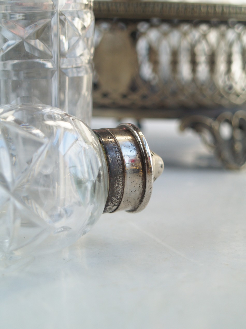 Versilbert Gewürzbehälter Menage Kristall