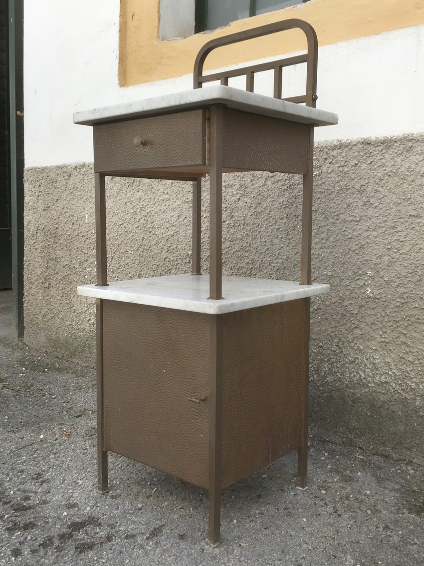 Nachttisch antik Messing Marmor Jugendstil
