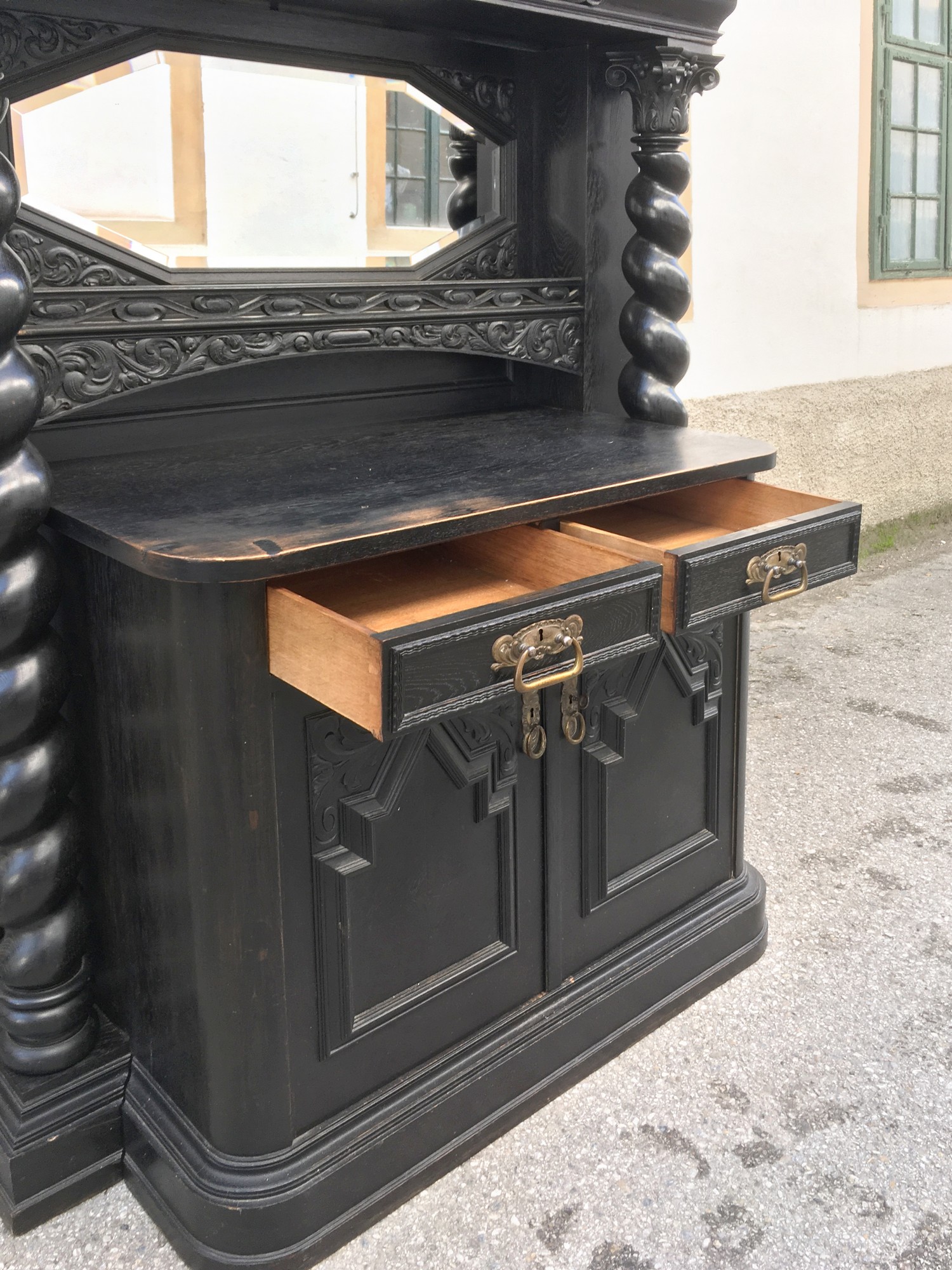 Buffet Schrank antik Schwarz