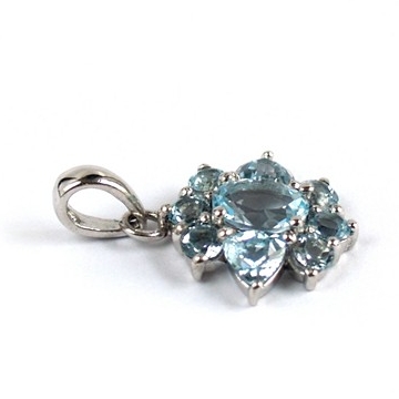 Anhänger 925 Silber Edelstein Schmuck Blautopas handgefertigt