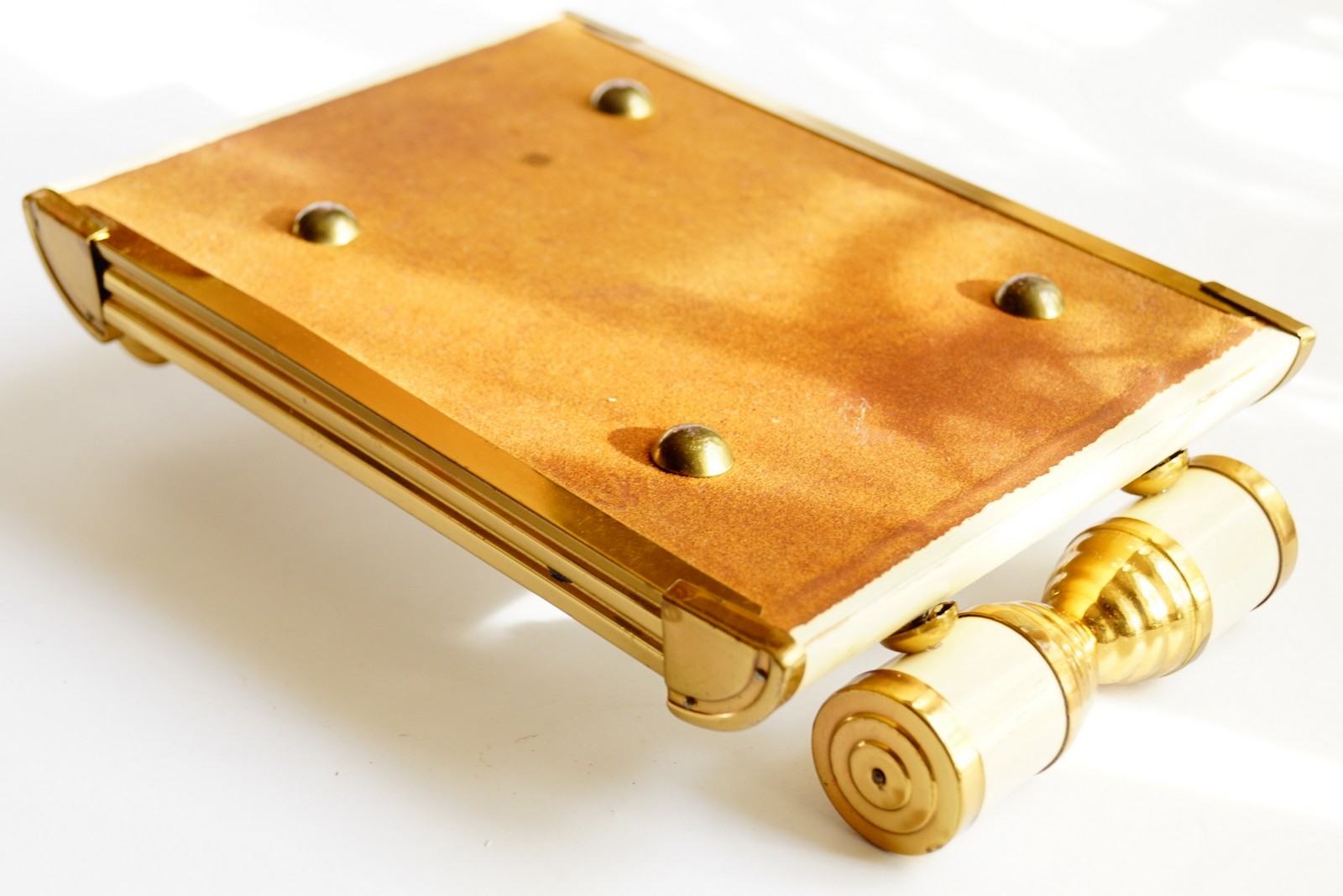 Antik Tablett Art Deco 1920 creme-weiß für Rauchertisch Spiegel Ablage