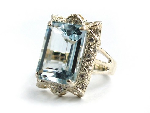 Ring 925 Silber Edelstein Schmuck Cocktailring Blautopas handgefertigt