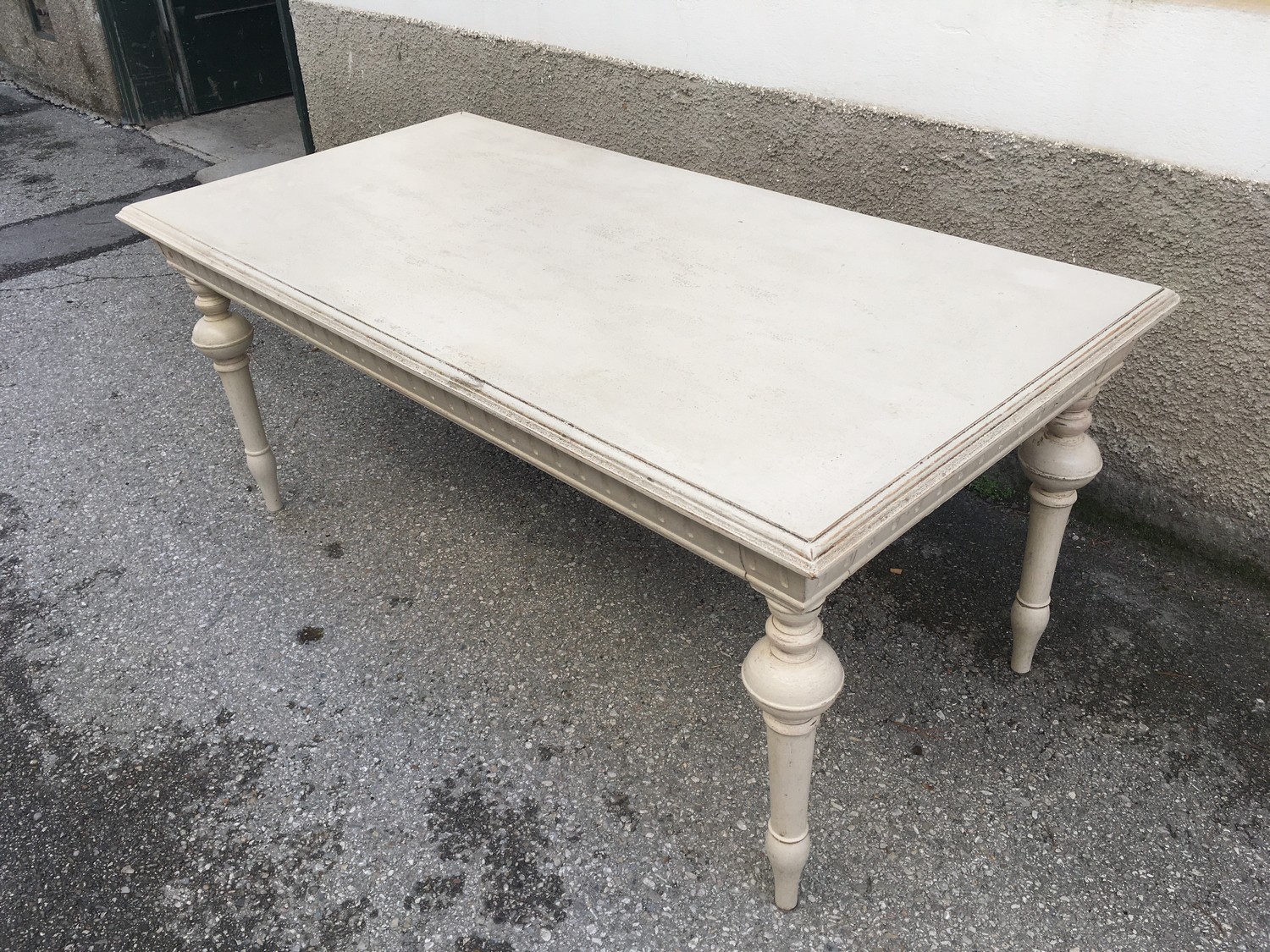 Tisch Speisetisch Esstisch Shabby Chic creme Massivholz schwer groß