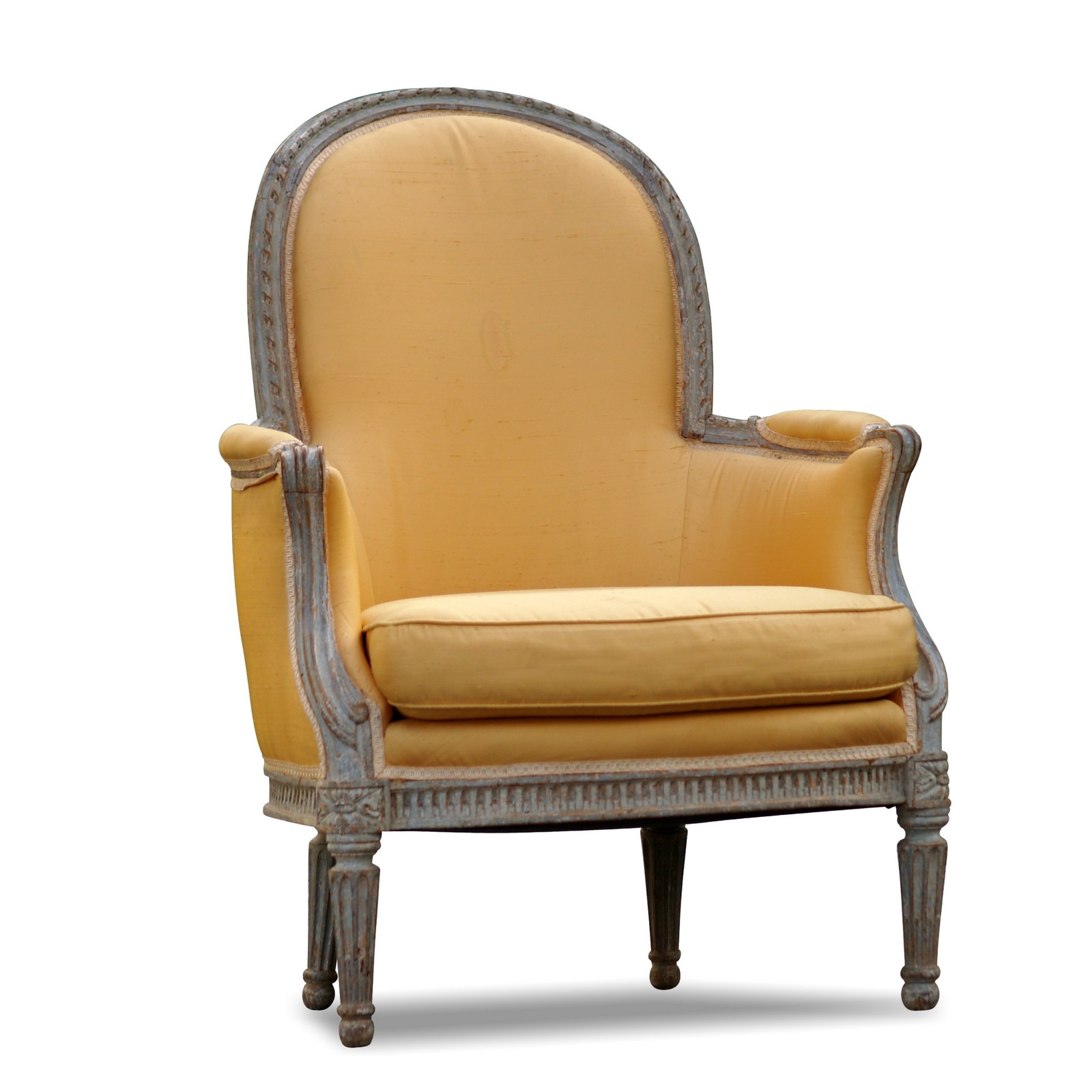 Stuhl antik Sessel vintage Senf-Gelb Barock Armlehnstuhl