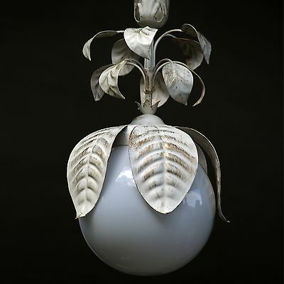 Pendellampe golden-creme Leuchter Milchglas große Blätter bezaubernde Hängelampe