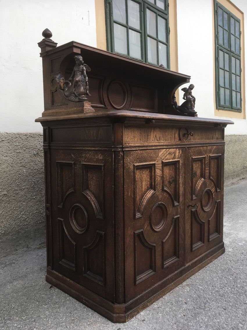 Aufsatzkommode Kommode antik Schnitzwerk Engel Renaissance Barock