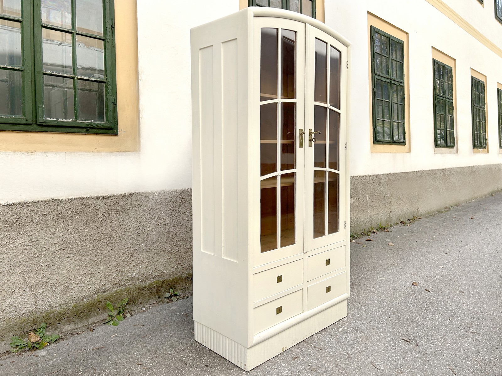 Antike Jugendstil vitrine Massivholz Möbel shabby chic Schrank Antiquität