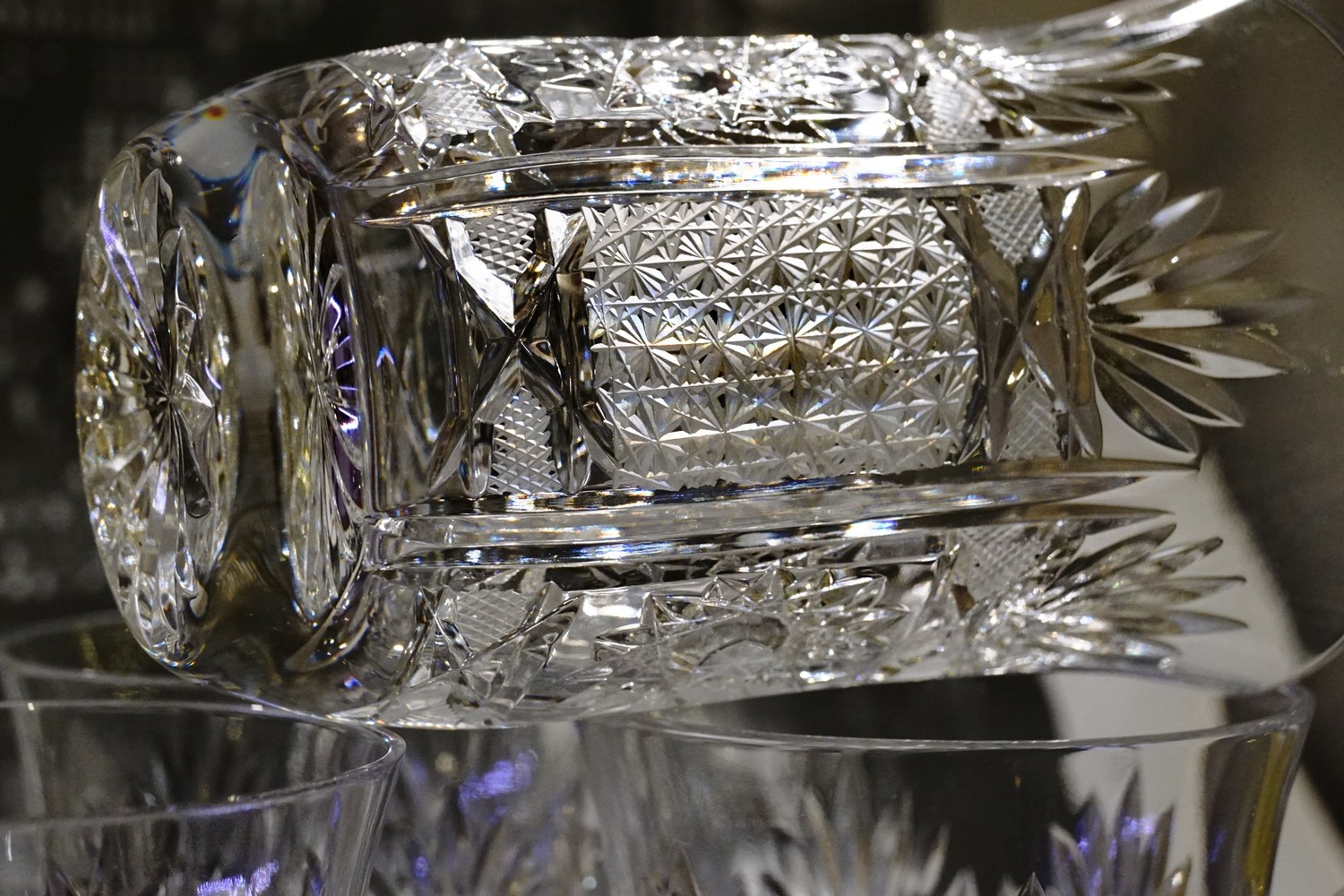 Bleikristall Gläser geschliffen Wassergläser Waffel Raute Schliff Bier Vintage neuwertig