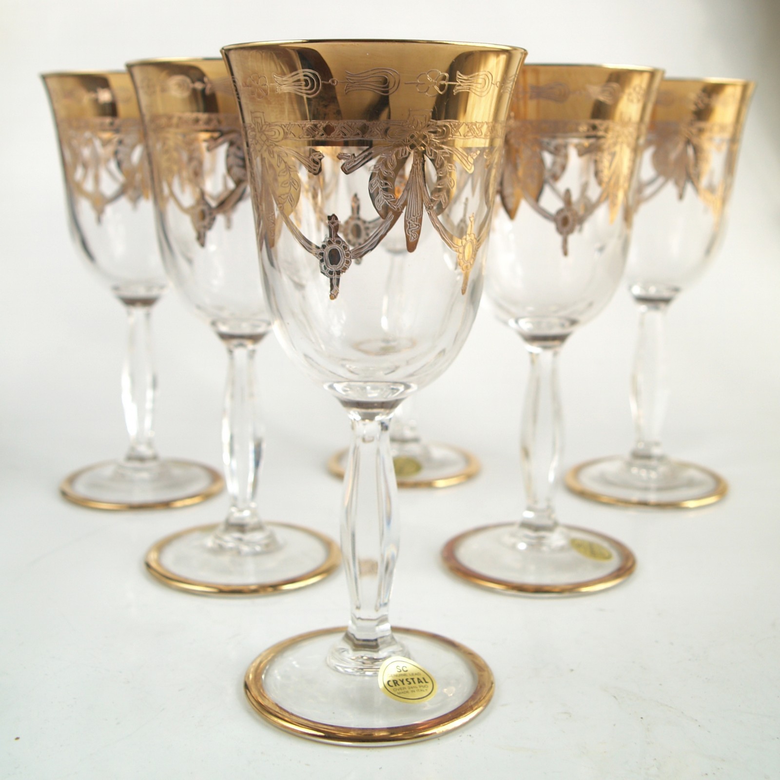 Rotweingläser Kristall Gold Girlanden Empire