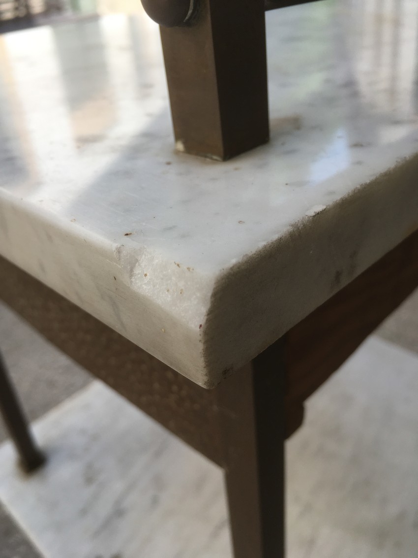 Nachttisch antik Messing Marmor Jugendstil