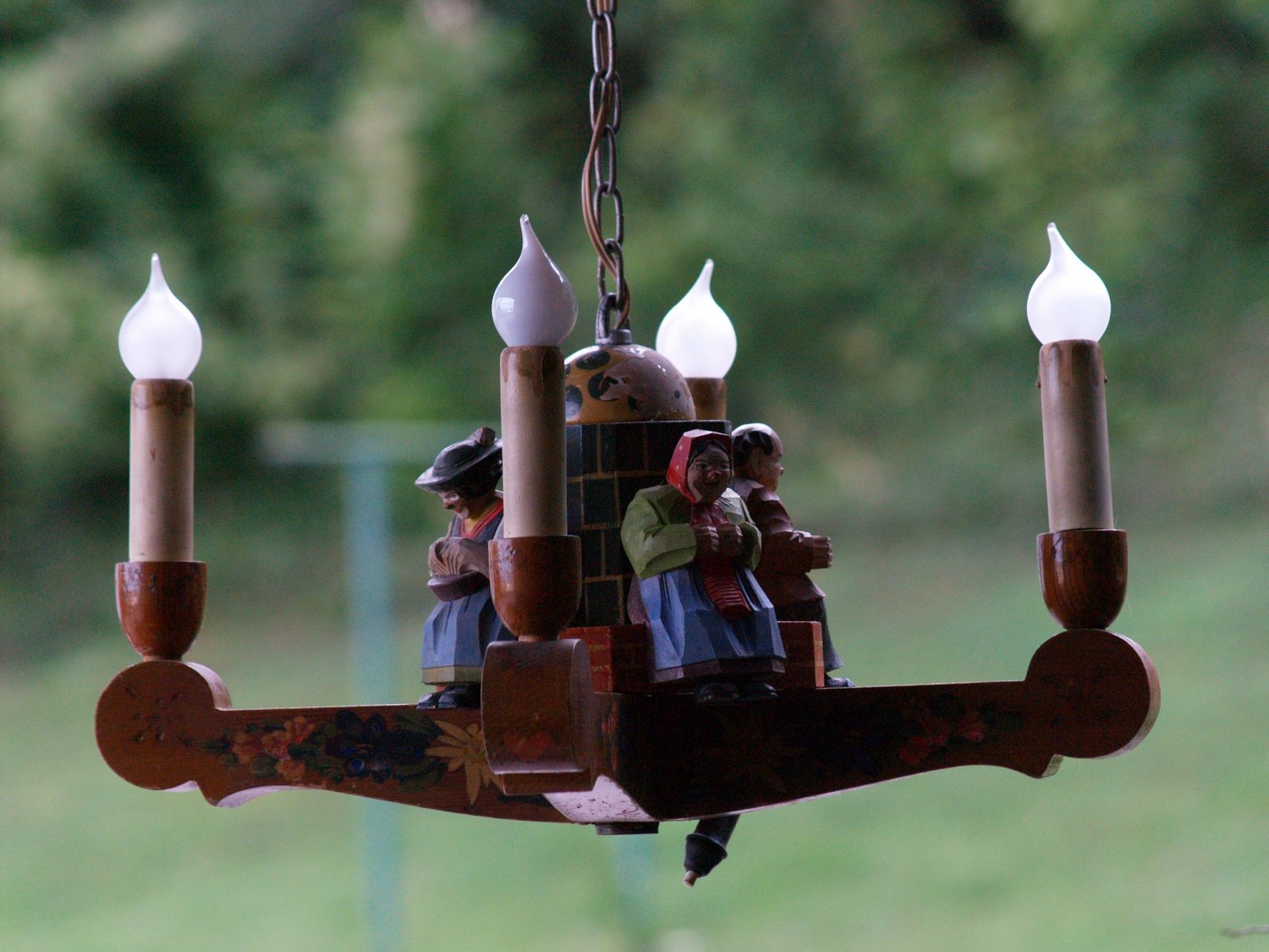 Bauernluster Bauernlampe Manderllampe Luster Lampe Holz Landhausstil vierflammig