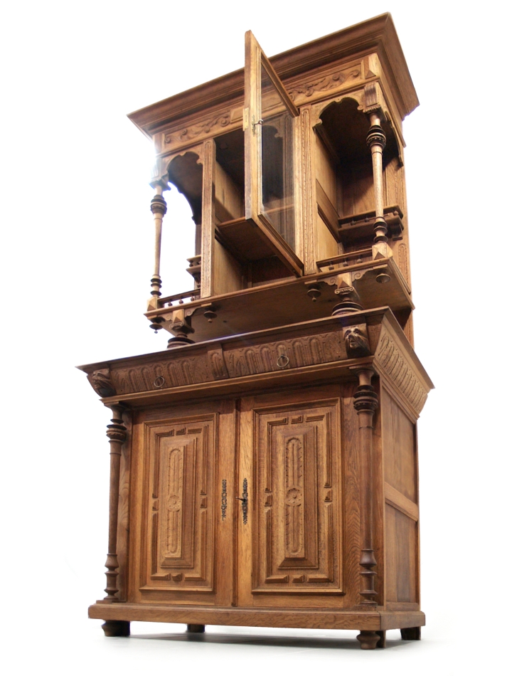 BUFFET antik, geschnitzte Kredenz, Vitrine Küchenschank Schrank Vintage Buffet antiker Schrank