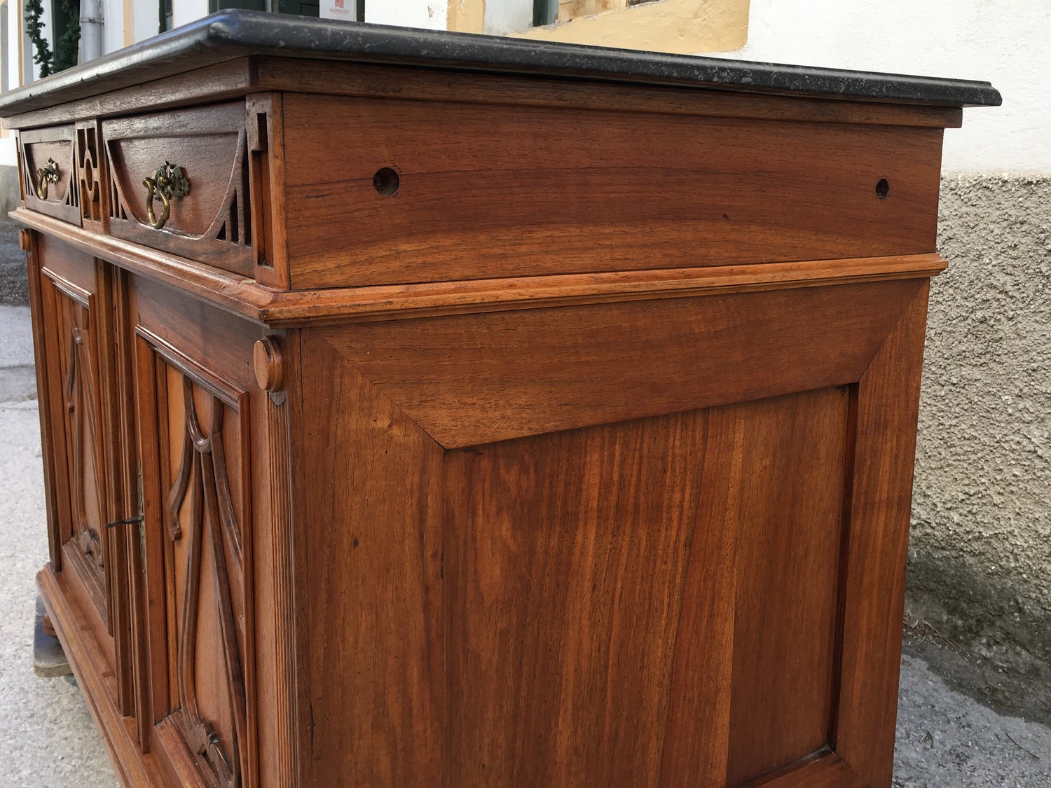 Kommode Anrichte Jugendstil Ornamente antik Marmorplatte Waschtisch