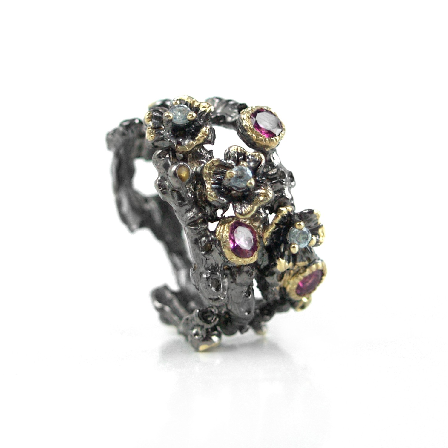 Ring 925 Silber Edelstein Amethyst Topas Zauberwald