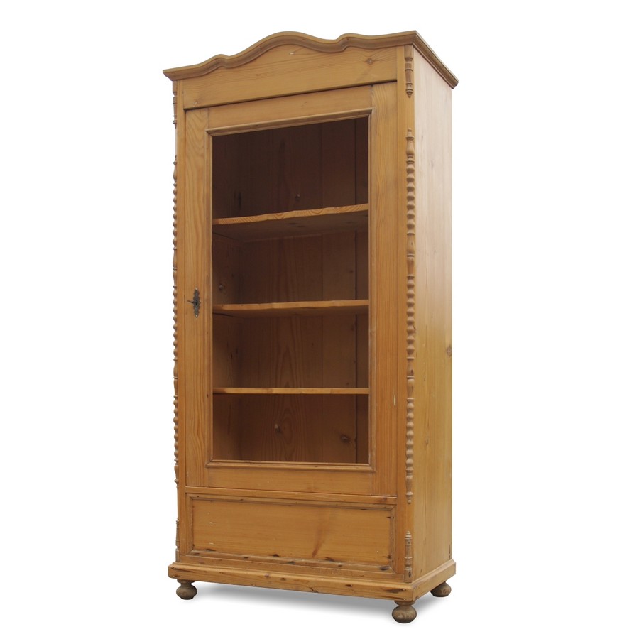 VITRINE Naturholz Küchenschrank antiker Schrank mit Geheimfach antiker Schrank Naturholz 90cm Breite