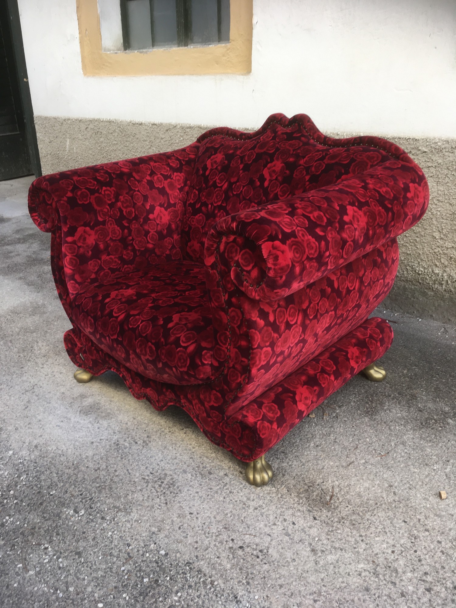 BRETZ Sofastuhl Emily rot Rosenstoff Designklassiker