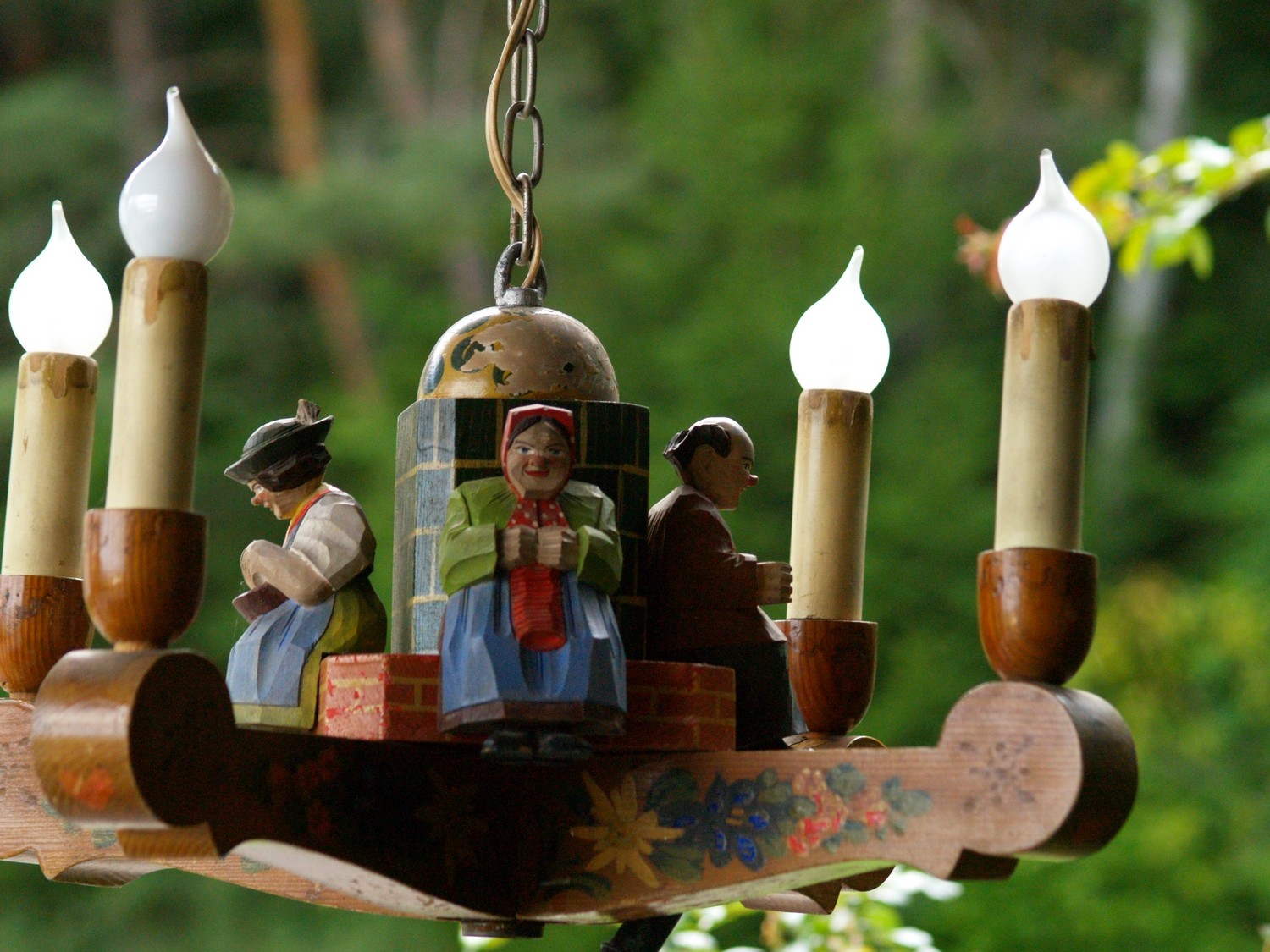 Bauernluster Bauernlampe Manderllampe Luster Lampe Holz Landhausstil vierflammig