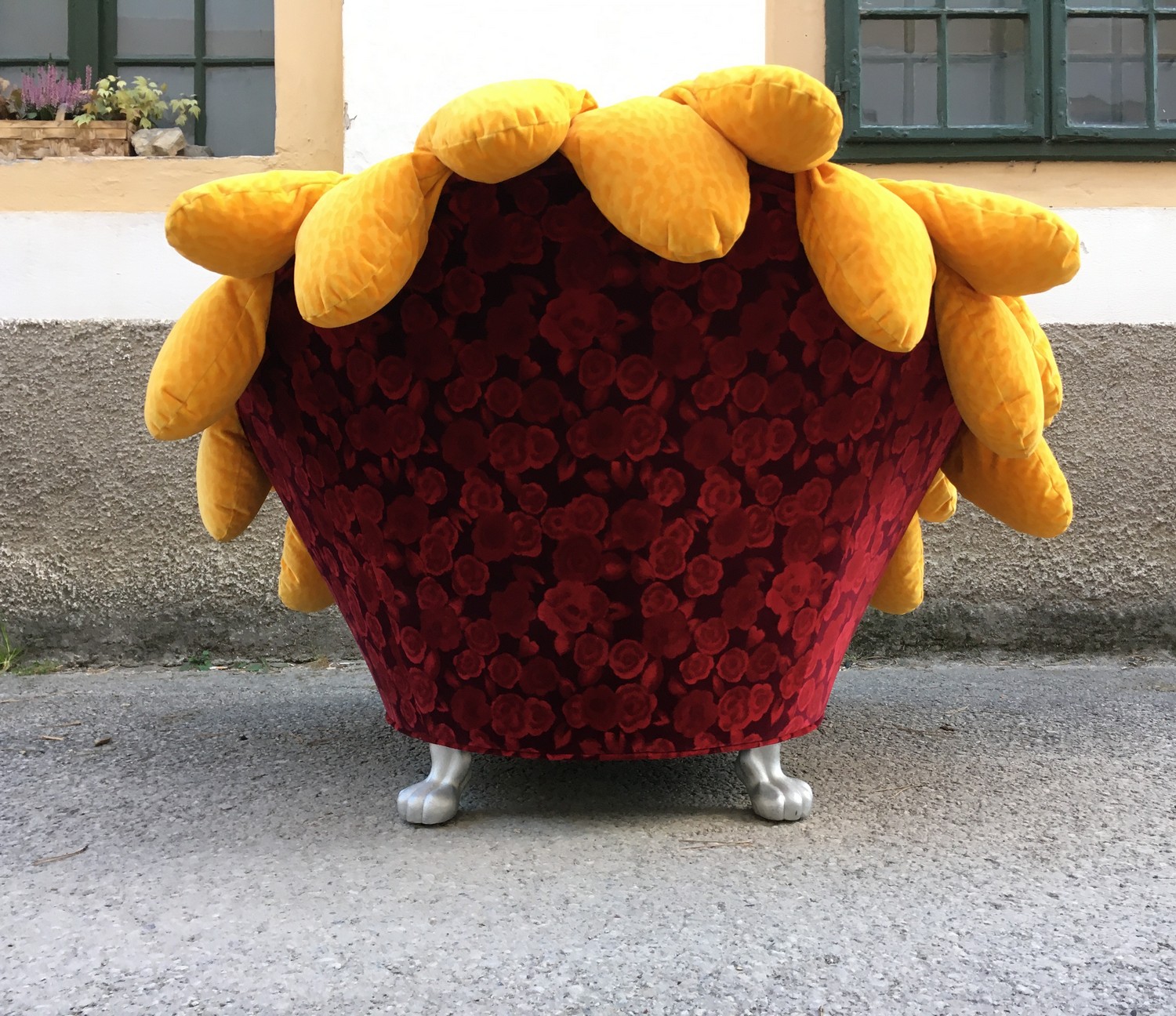 BRETZ SUNNY Sessel Stuhl POOL Rosenstoff Tatzenbeine Sonnenblume