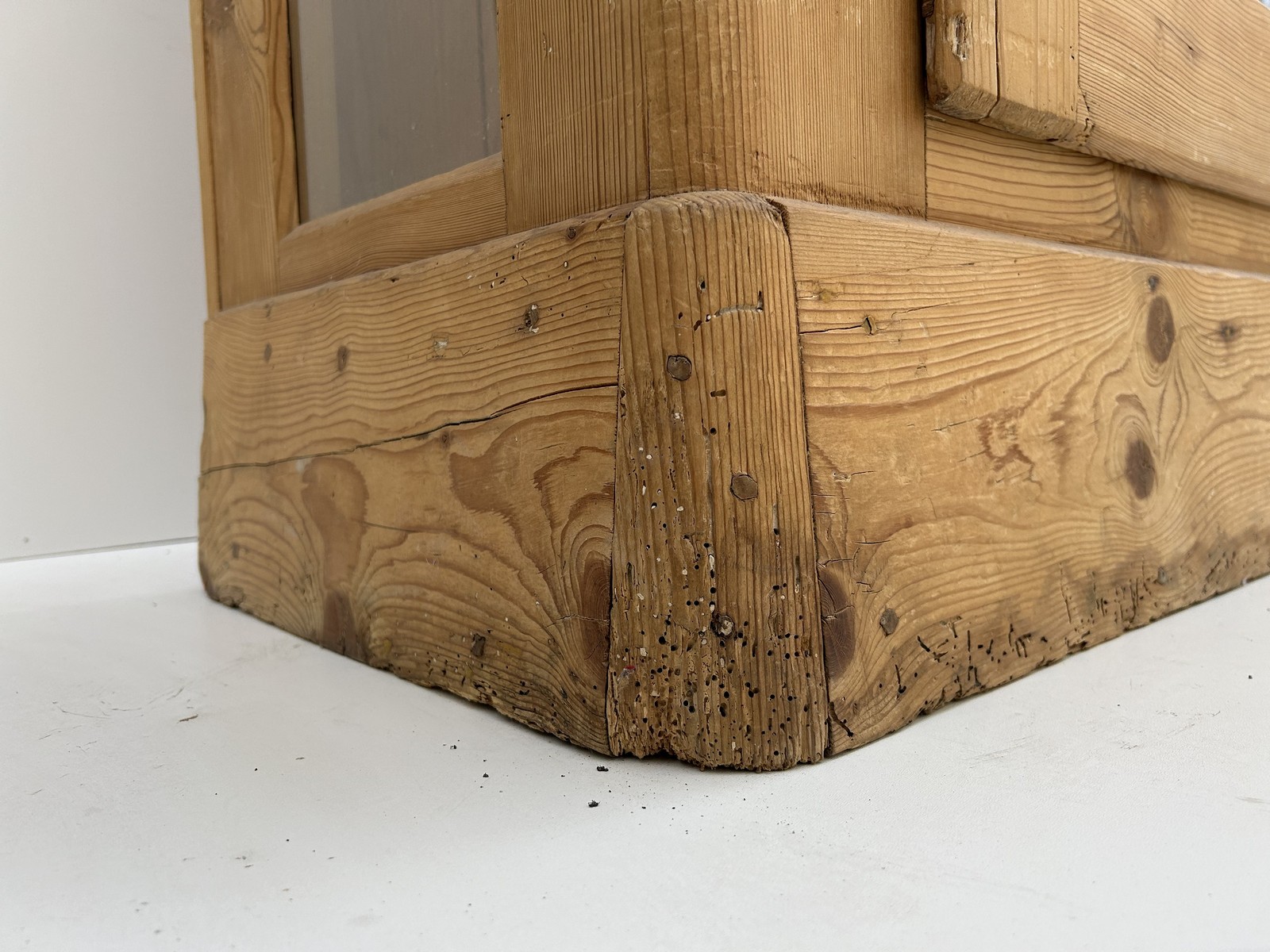 Bauernschrank Antiker Naturholz Geschirrschrank Landhaus Küchenschrank Massivholz Vitrine