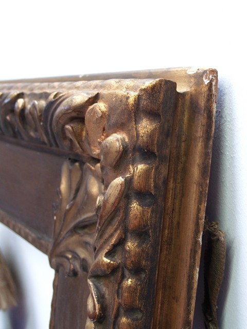 Rahmen vergoldet Holzrahmen155x111cm Gemälde Spiegel ANTIK Barock 19. Jahrhundert 1850-1900 Vollholz Möbel