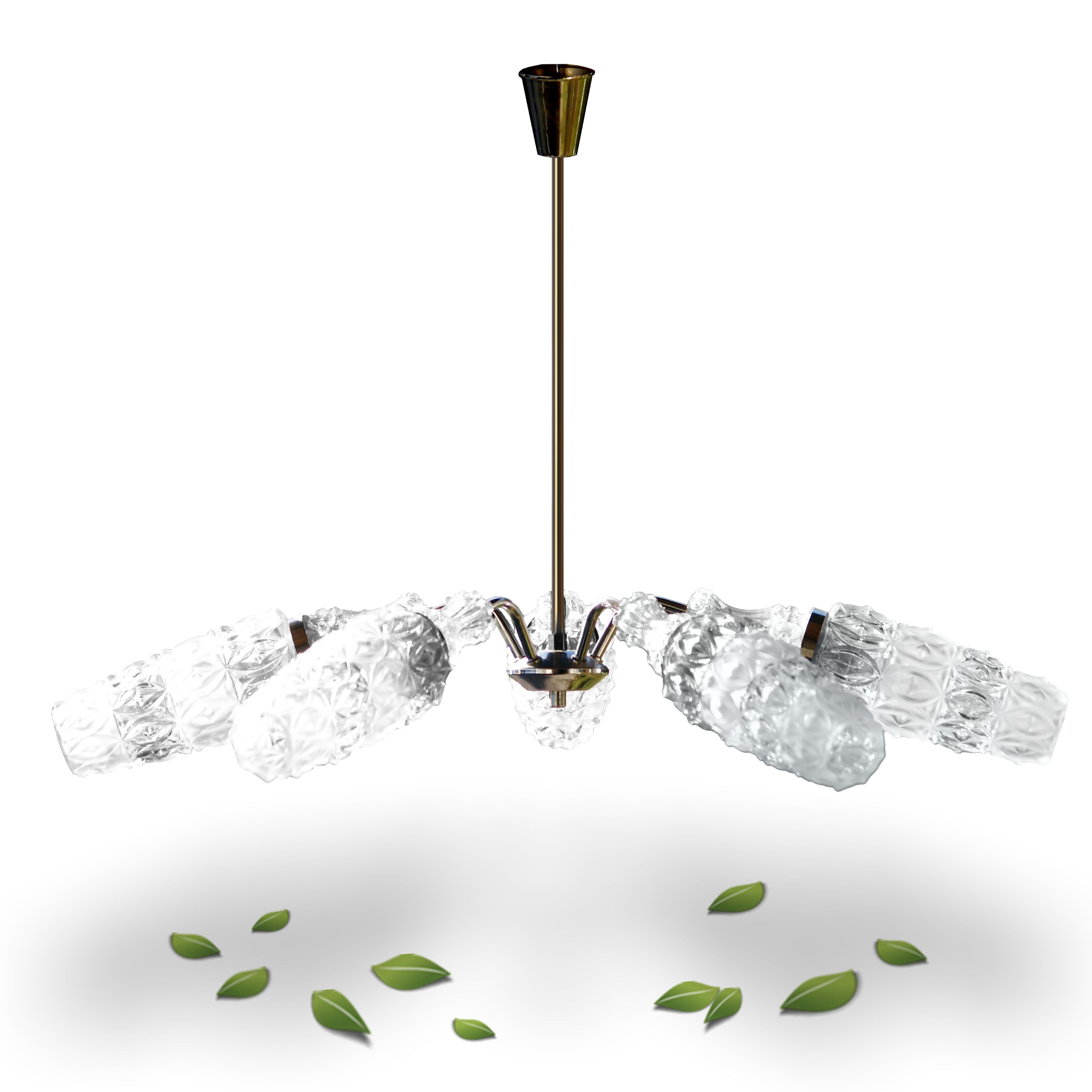 Hängelampe Chrom Glas Leuchter Designerlampe Vintage Retro Vintage Lampe