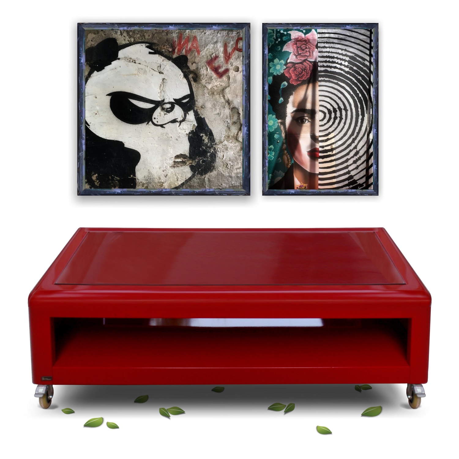 Bretz Couchtisch rot Metallmöbel Desgnklassiker Sofatisch Rollenfüße Ral farbe Retro Design