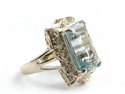 Ring 925 Silber Edelstein Schmuck Cocktailring Blautopas handgefertigt