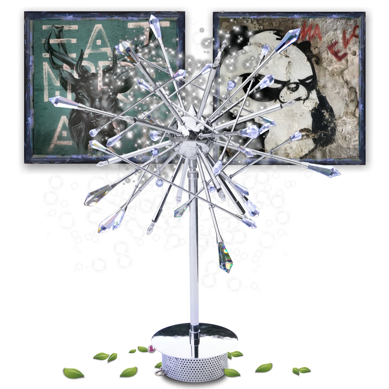 Luster Orion Wien Hängelampe funkelnder Bleikristall Leuchter Chrom "Galaxy" Kronleuchter chrom Hängelampe Orion Wien Sputnik Spacage Design Starburst crystal Lampe Bleikristall Leuchter Tischlampe Sale Ausstellungsstück