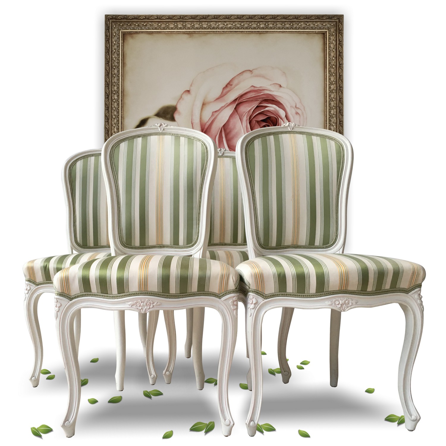 Stühle Barockstil creme grün Landhausstil Sessel Speisezimmer ShabbyChick