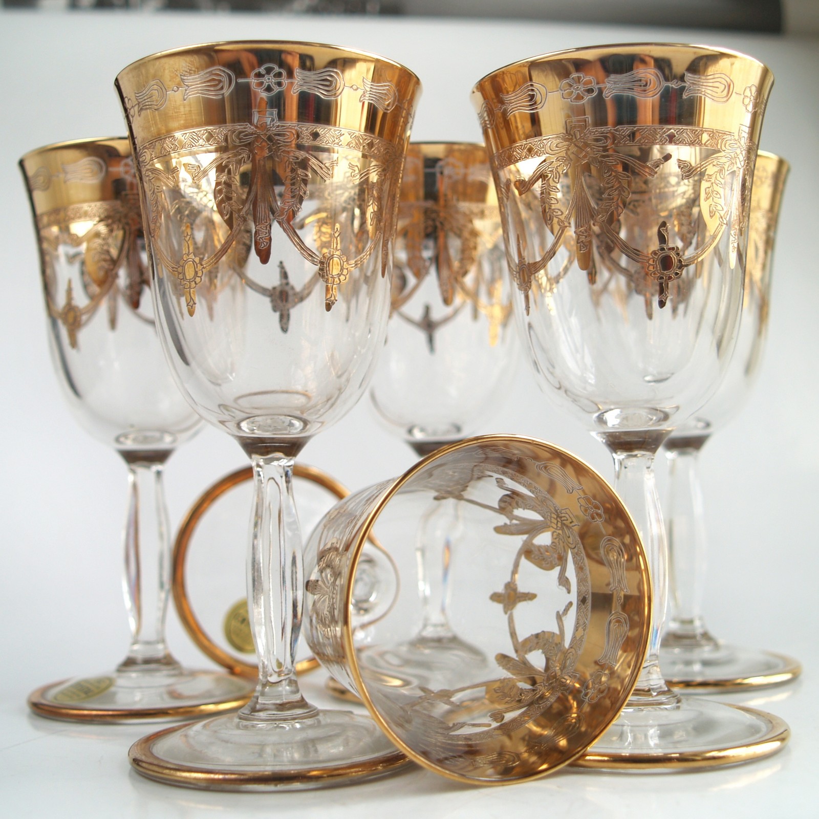 Weißweingläser Goldrand Empirestil Goldgirlanden Kristallgläser Weißweingläser Goldrand Kristall