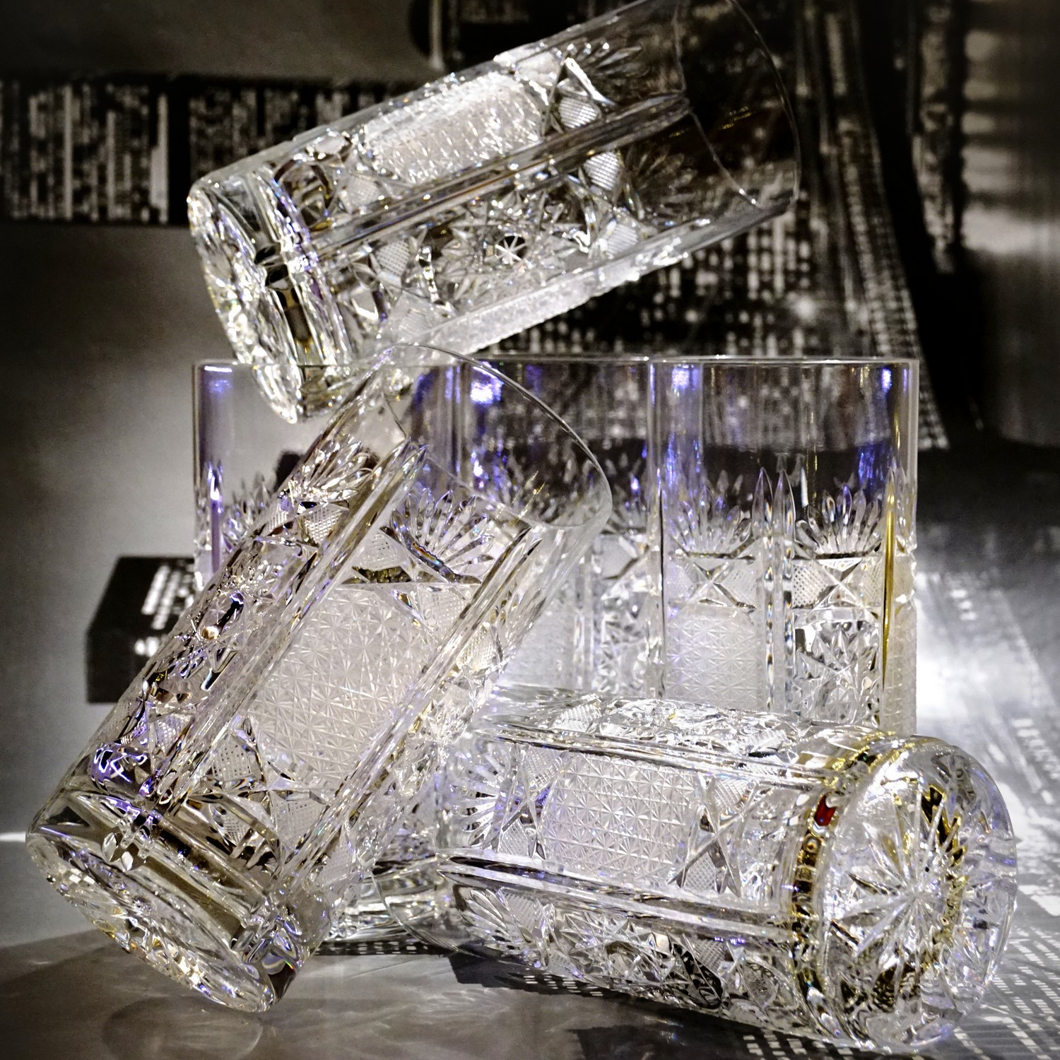 Bleikristall Gläser Becher Kristallgläser Wasser Cocktail od Saft *Traum!* Bleikristall Wassergläser Flächenschliff