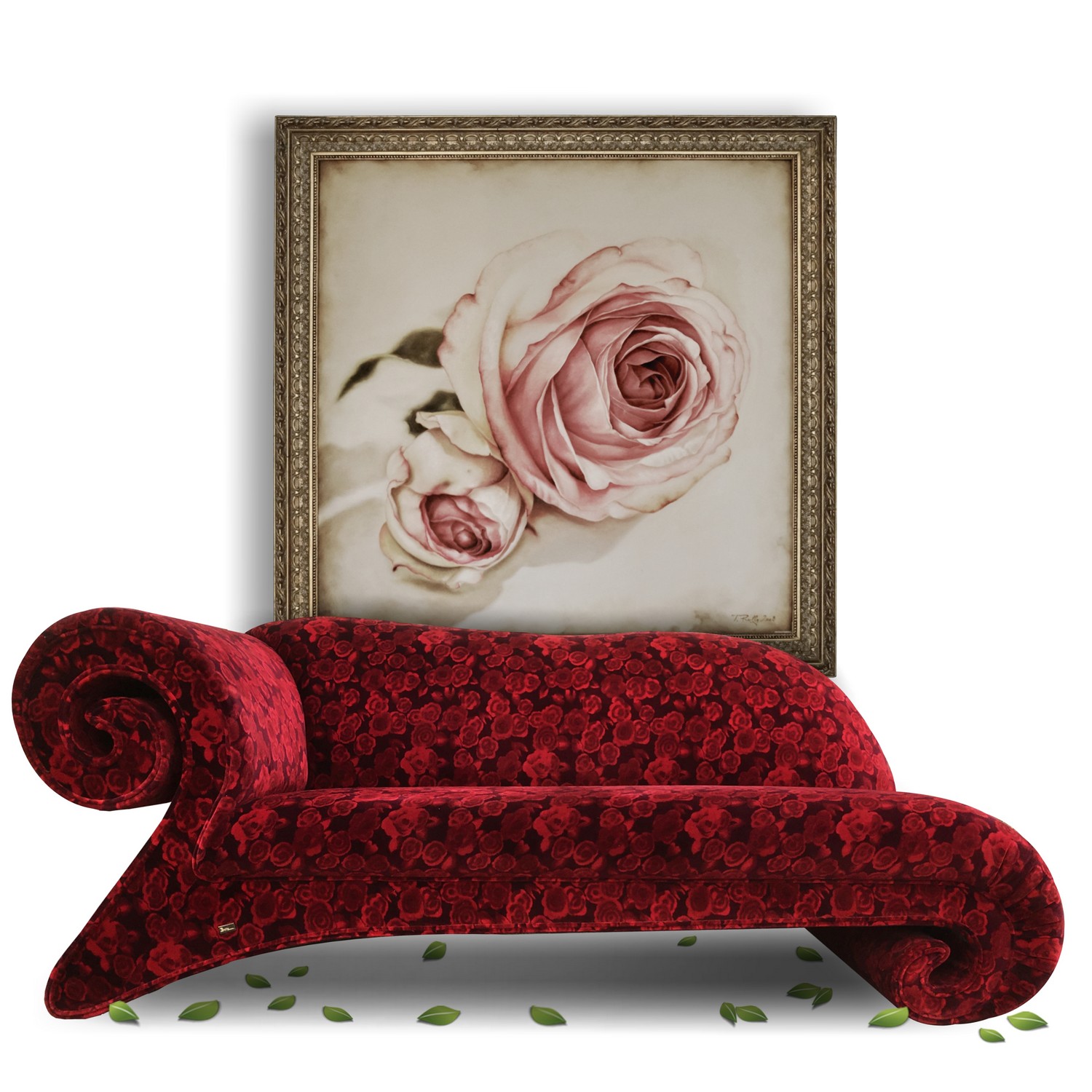 Bretz Sofa Mammut Recamiere Rosenstoff rot Loungemöbel Bretz Sofa Mammut