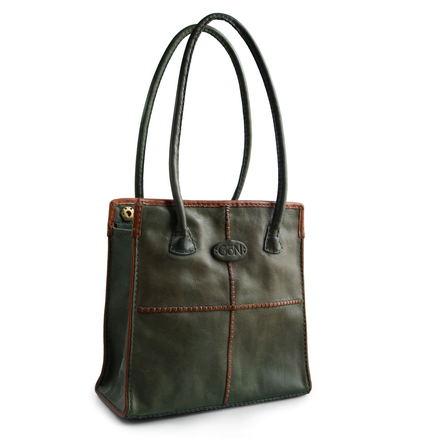 Damen Tasche Leder grün GÖN Patent-Design Handtasche Handtasche grün Design Kleidung