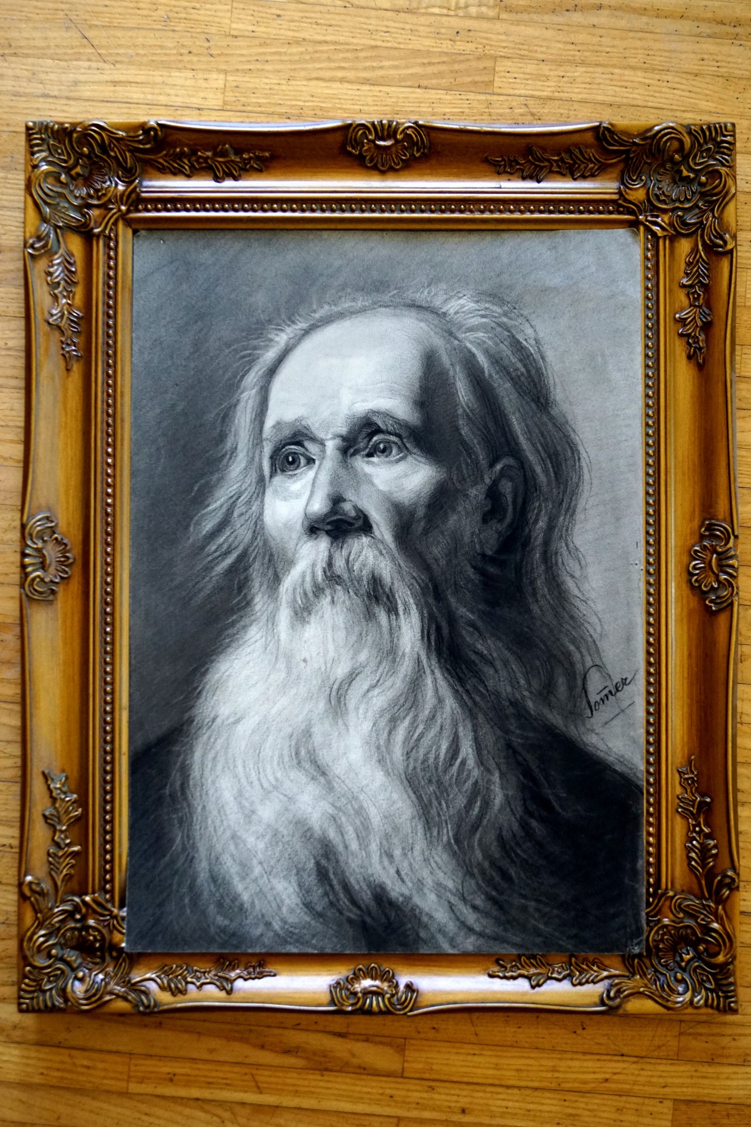 Gemälde Portrait Licht-Schatten-Zeichnung BÄRTIGER MANN