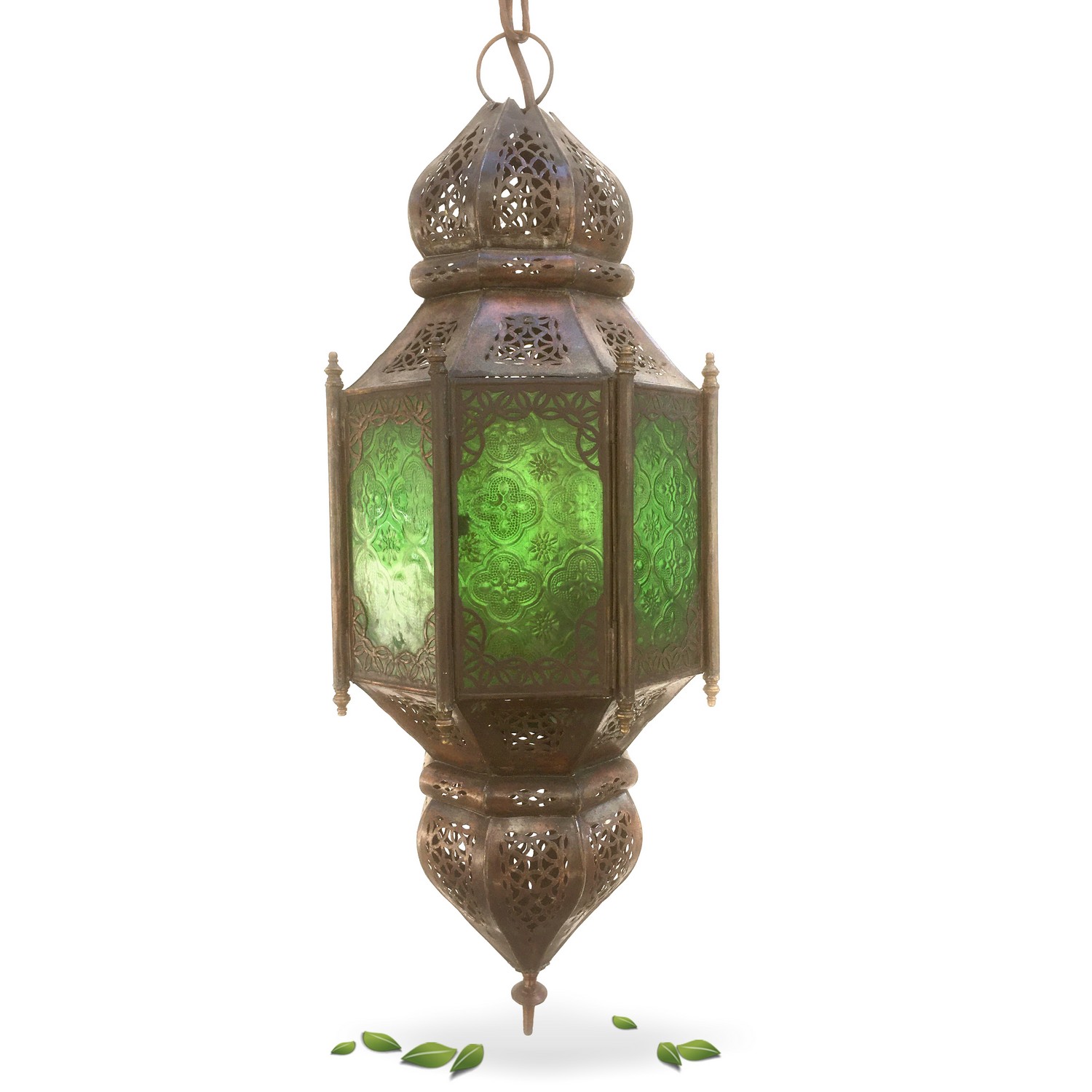 Lampe Bleiglas Kupfer Laterne Luster "Orient Chic" Pendellampe Leuchter Luster Orient Gläser Kupfer Laterne Tiffany Marokko